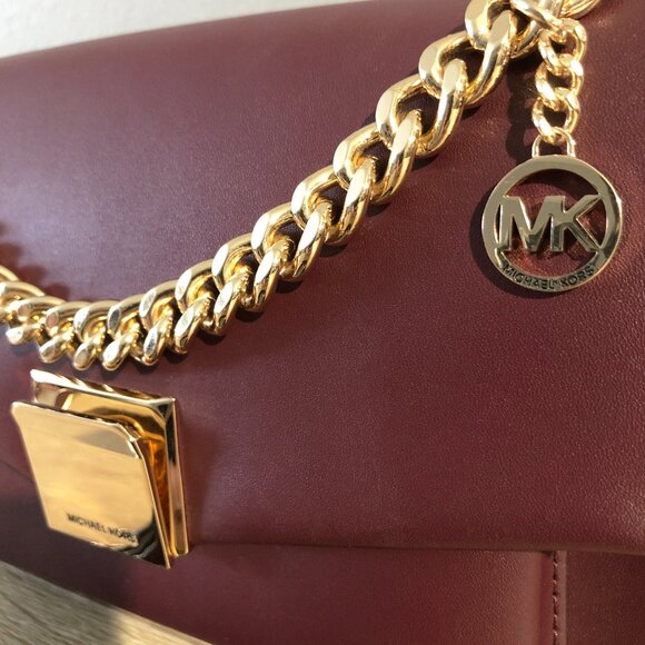 Michael Kors Lita Medium Merlot Leather Crossbody Bag (wore only once) - Picture 12 of 15